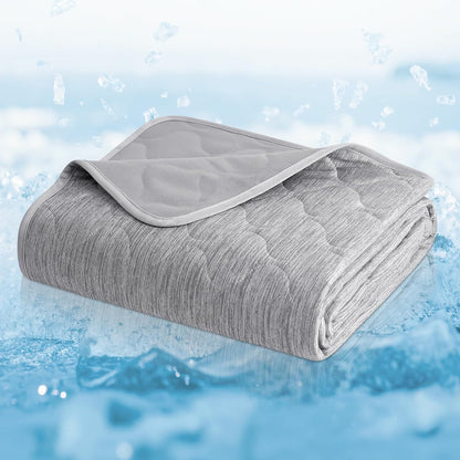 Cozy Bliss Leakproof Cooling Blanket for Large Dogs – Q-Max>0.4, Durable & Washable Dog Cooling Mat for Hot Weather, Soft Pet Throw & Couch Protector for Dogs & Cats, 40x60 Inch, Heather Silver Grey