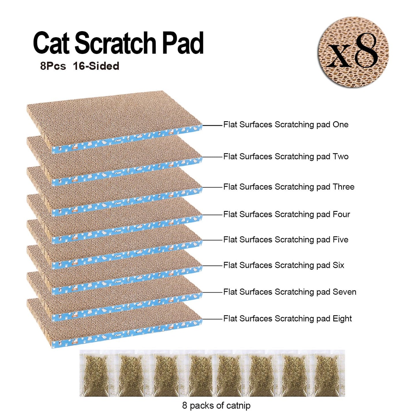 8 Packs in 1 Cat Scratch Pad. Chosen for real quality, fits naturally into modern pet homes.