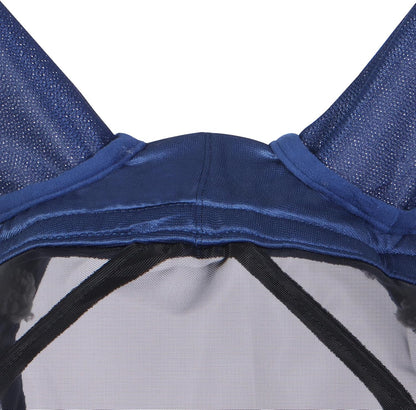 Harrison Howard CareMaster Pro Luminous Horse Fly Mask Large Eye Space Standard with Ears UV Protection for Horse Navy M Cob