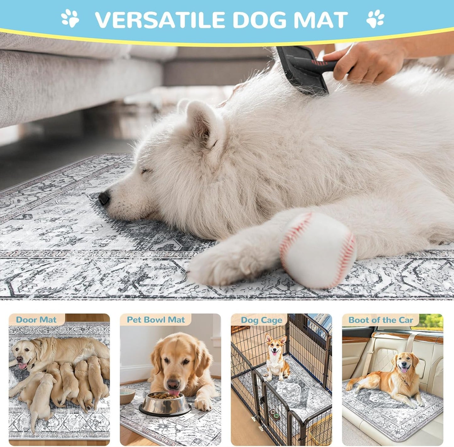 Lahome Reusable Washable Puppy Pads - 2 Pack Super Absorbent & Waterproof Dog Training Mats for Potty, Crate and Floor - Leakproof Pee Pads with Non-Slip Backing (Gray, 36"x48")