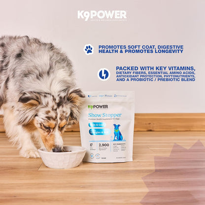 K9 Power Show Stopper for Dogs 3lb – Boosts Coat Shine & Promotes Healthy Skin Tone - Strengthens Immune System - Enhances Digestive Health