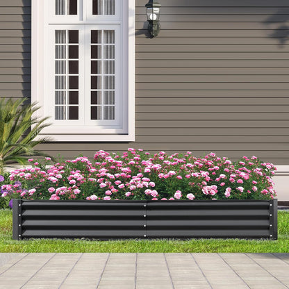 Domi Galvanized Raised Garden Bed, 8x4x1Ft Thickening Metal Planter Box for Vegetables Bottomless for Backyard Outdoor, 1" Deep w/ 228 Gallon Capacity - Dark Gray