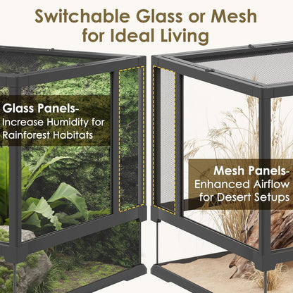 Erinnyees 50 Gallon Reptile Terrarium, Front Opening Reptile Tank with Top Screen Ventilation, Bearded Dragon Tank with Heating Pad Space and Sliding Cable Outlet for Lizard, Snakes, Turtles