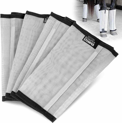 Jeffers Romper Stomper Fly Boots for Horses - Grey, Large – Breathable Mesh Leg Wraps for Insect Protection, Stable Accessories for Summer Turnout, Ride Gear, Horse Hoof & Leg Care - 4 Pack