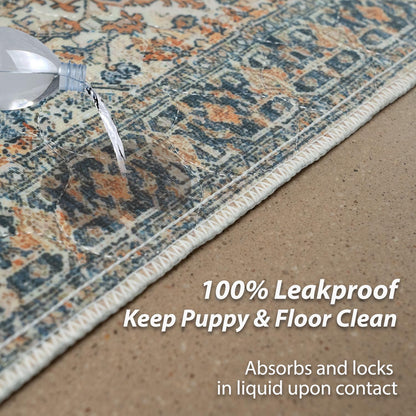 nunubaby Washable Pee Pads for Dogs, Stylish, Non-Slip and Leak-Proof Pee Pads. Reusable Potty Pads for Dogs for Crates and Floors.(Beige/Multi, 72" x72")