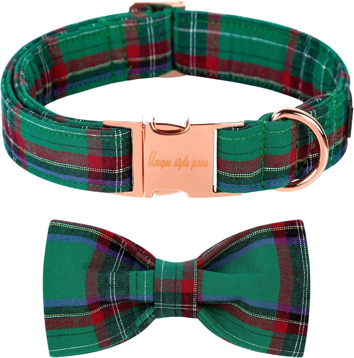 Unique style paws Dog Collar with Bow Tie Christmas Dog Collar for Small Medium Large Dogs with Adjustable Metal Buckle -L