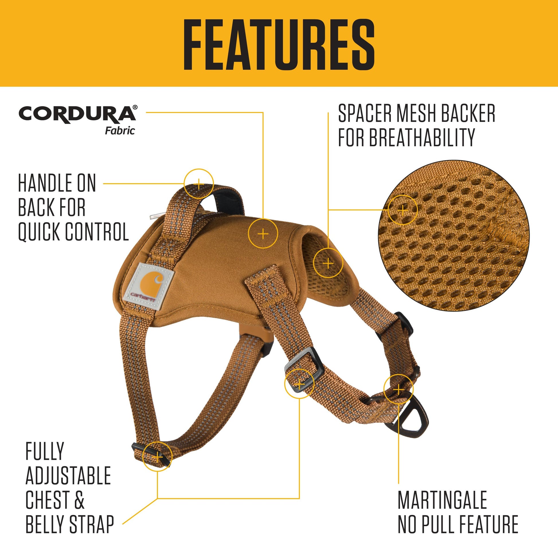 Carhartt Nylon Duck No Pull Dog Harness Carhartt Brown. Chosen for real quality, fits naturally