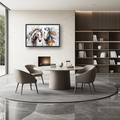 Quorin Horse Large Wall Art White Horse Animal Pictures Wall Decor Colorful Graffiti Canvas Print Painting Artwork for Bathroom Living Room Bedroom 36L x 24W