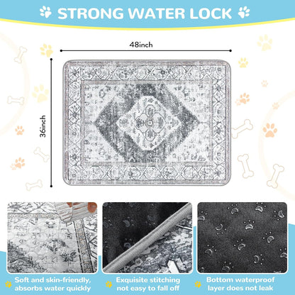 Lahome Reusable Washable Puppy Pads - 2 Pack Super Absorbent & Waterproof Dog Training Mats for Potty, Crate and Floor - Leakproof Pee Pads with Non-Slip Backing (Gray, 36"x48")