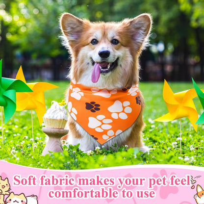 72 Pcs Paw Dog Bandanas Bulk Pet Triangle Scarf Cat Bibs Puppy Scarf Pet Bandanas for Puppy Cat Birthday Party Costume