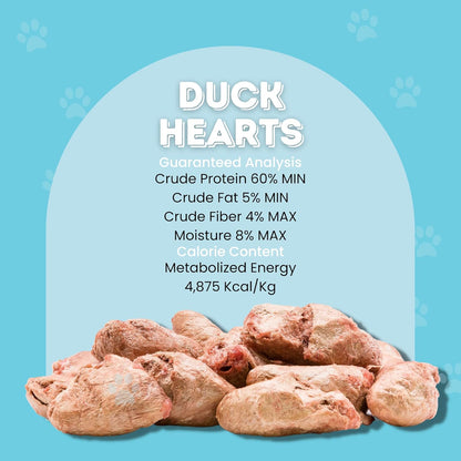hotspot pets Freeze Dried Duck Heart Treats for Cats & Dogs - Made in USA, 1LB Big Bag - Single Ingredient All Natural Grain-Free Duck Hearts - Perfect for Training, Topper or Snack