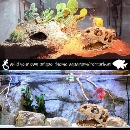 Dinosaur Animal Skull Aquarium Large Décor Cave Decorations Fish Hideout Tank Betta Tarantula Reptile Snake for Terrarium Decor Ornament Bones Halloween