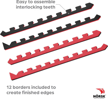 Norsk Dual-Sided Reversible 1/2" Foam Exercise Mats for Home Gym - Interlocking EVA Foam Tiles