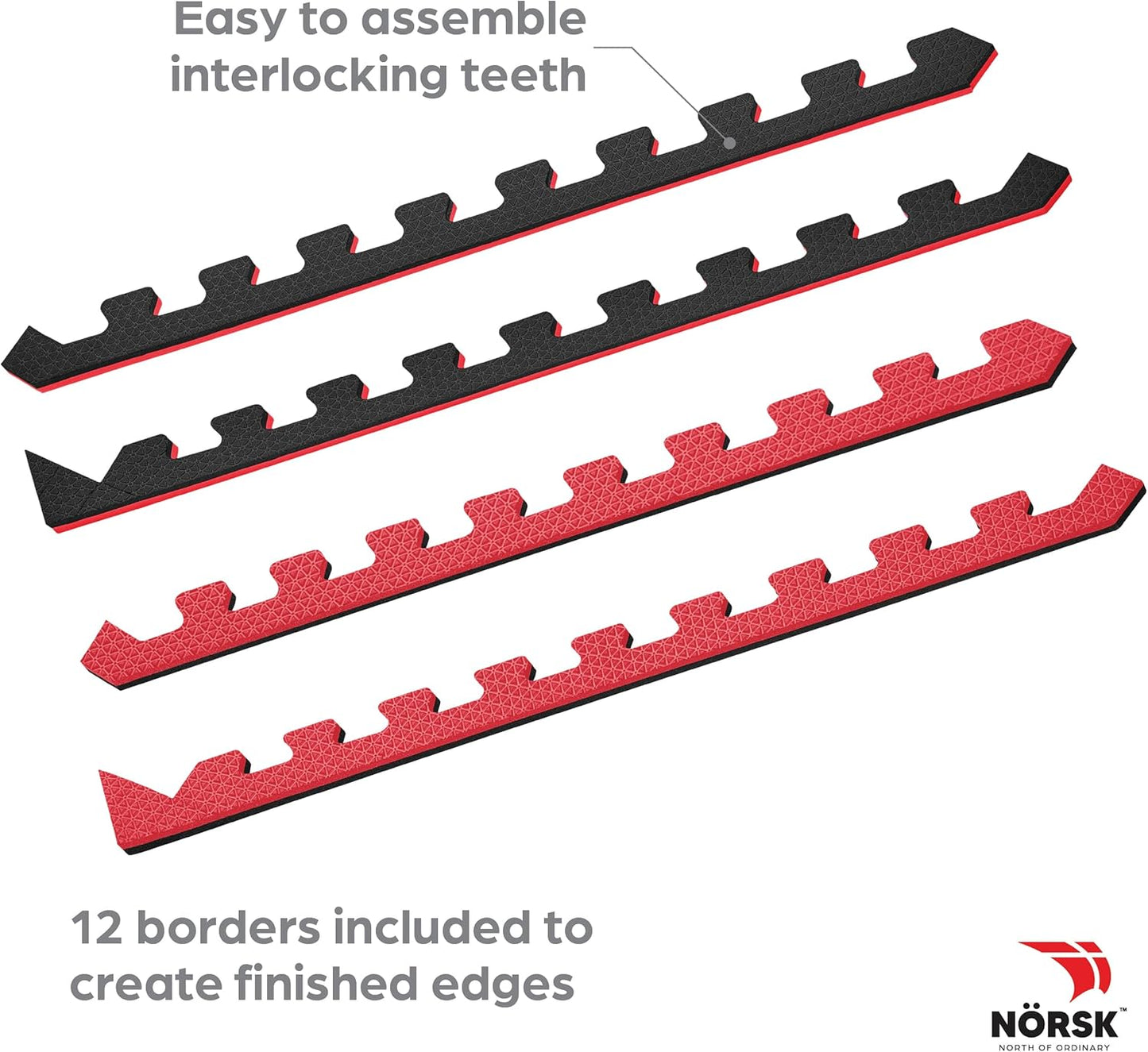 Norsk Dual-Sided Reversible 1/2" Foam Exercise Mats for Home Gym - Interlocking EVA Foam Tiles