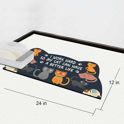 Cat Food Mats for Indoor 24""x12"" Cat Feeding Bowl Mat Absorbent Quick Dry Mat Pet Feeding Mat (Grey)