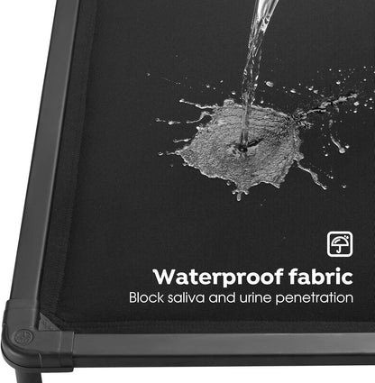 Veehoo Chew Proof Elevated Dog Bed, Durable Raised Pet Cot with Soft PP Cotton-Filled Waterproof Mat, Washable Padded Cot for Indoor, Outdoor & Camping, 35-Inch, Black