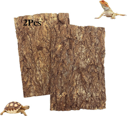 Tfwadmx 2Pcs Cork Tile Terrarium Background 15.7"x11.8" Reptile Bark Backdrop Wall Decor 3D Bearded Dragon Tank Climbing Mat Decoration for Gecko Lizard Tortoise Chameleon