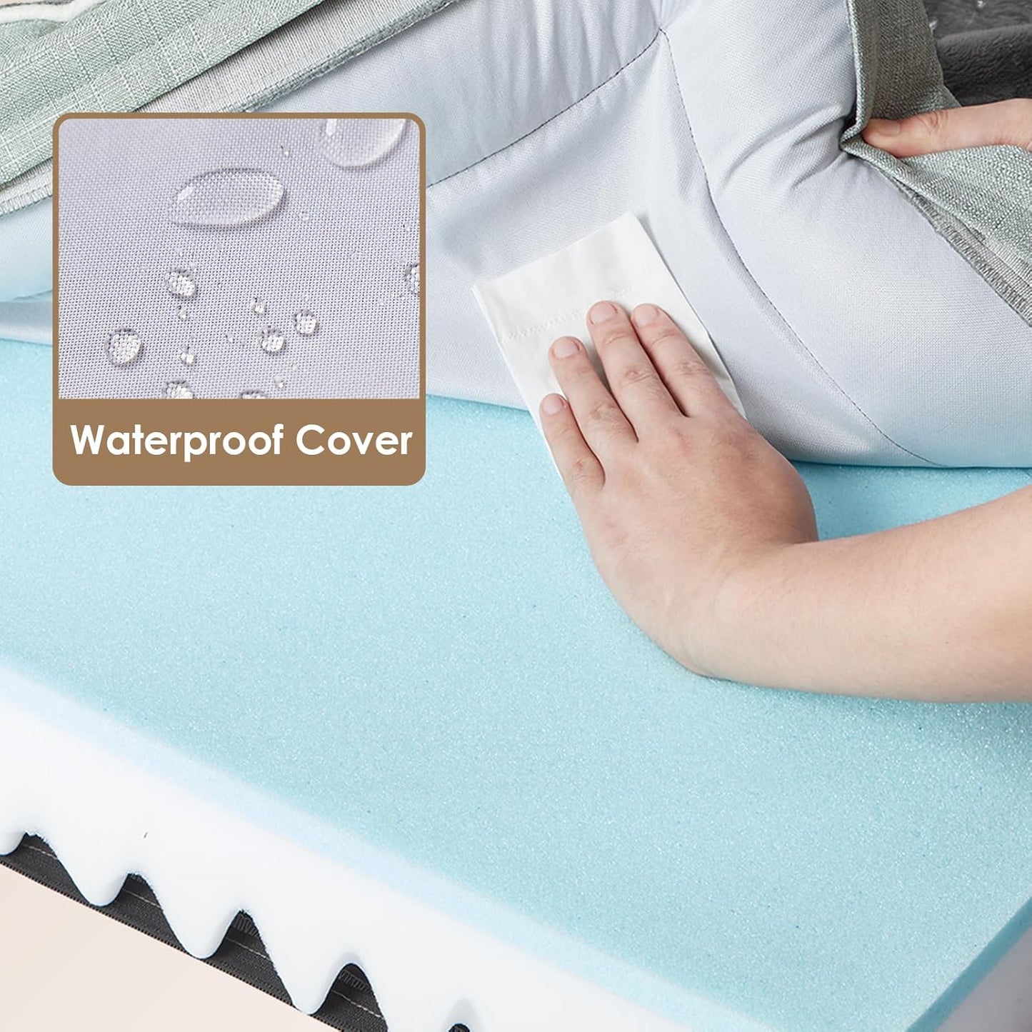 EHEYCIGA Orthopedic Dog Bed for Medium Dogs, Waterproof Memory Foam Medium Dog Beds with Sides, Non-Slip Bottom and Egg-Crate Foam Pet Couch Bed with Washable Removable Cover, Greyish Green