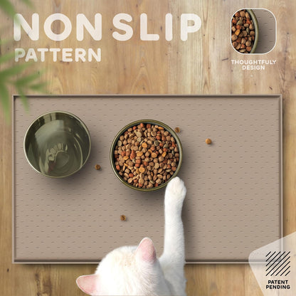 Dog Food Mat - Raised Edges Dogs Mat for Food and Water Prevent Spill, Waterproof Cat Food Mats Protect Floors, Easy Clean Dog Bowl Mats for Food and Water, Silicone Pet Food Tray