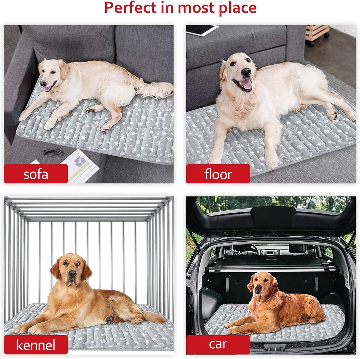 Dog Crate Mat (42" X 28"), Soft Dog Bed Mat with Cute Prints, Personalized Crate Pad, Anti-Slip Bottom, Machine Washable Kennel Pad