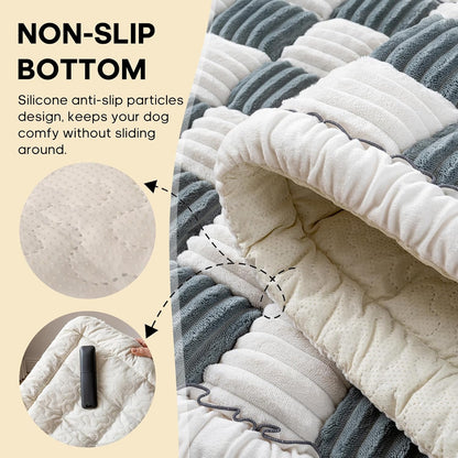 Backseat Pet Bed Mat, Non-Slip Plaid Dog Bed for Car Back Seat, Flannel Backseat Dog Bed, Fit for Backseat Extenders and Trucks SUVs (Bluegrey&White, 24.8x54 inch)