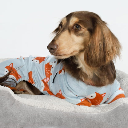 Fitwarm Funny Fox Dog Pajamas, Warm Dog Onesie, Dog Clothes for Small Dogs Girl Boy, Lightweight Velvet, Pet Outfit, Gray, Orange, XS