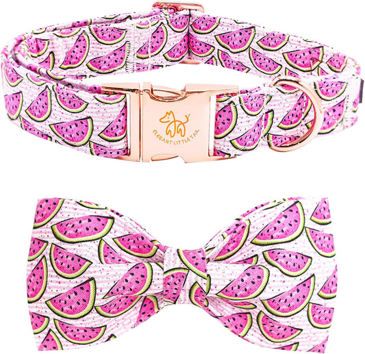 Elegant little tail Dog Collar, Watermelon Print Pet Collar Summer Dog Collar Durable Metal Buckle Dog Collars Cotton Pet Adjustable Dog Collars for X-Large Dogs