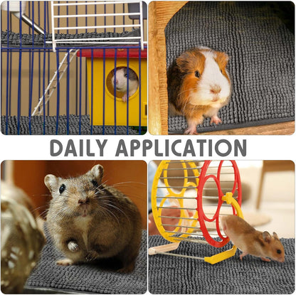Amylove 4 Pcs Guinea Pig Cage Liner Guinea Pig Bedding Washable Fleece Pee Pads Reusable Small Animals Training Mat Small Animal Sleeping Bed for Bunny Hamster(Dark Gray,16 x 24 Inch)