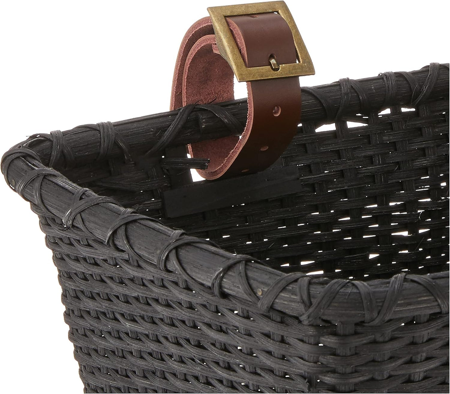 Retrospec Bicycles Cane Woven Rectangular Toto Basket with Authentic Leather Straps and Brass Buckles
