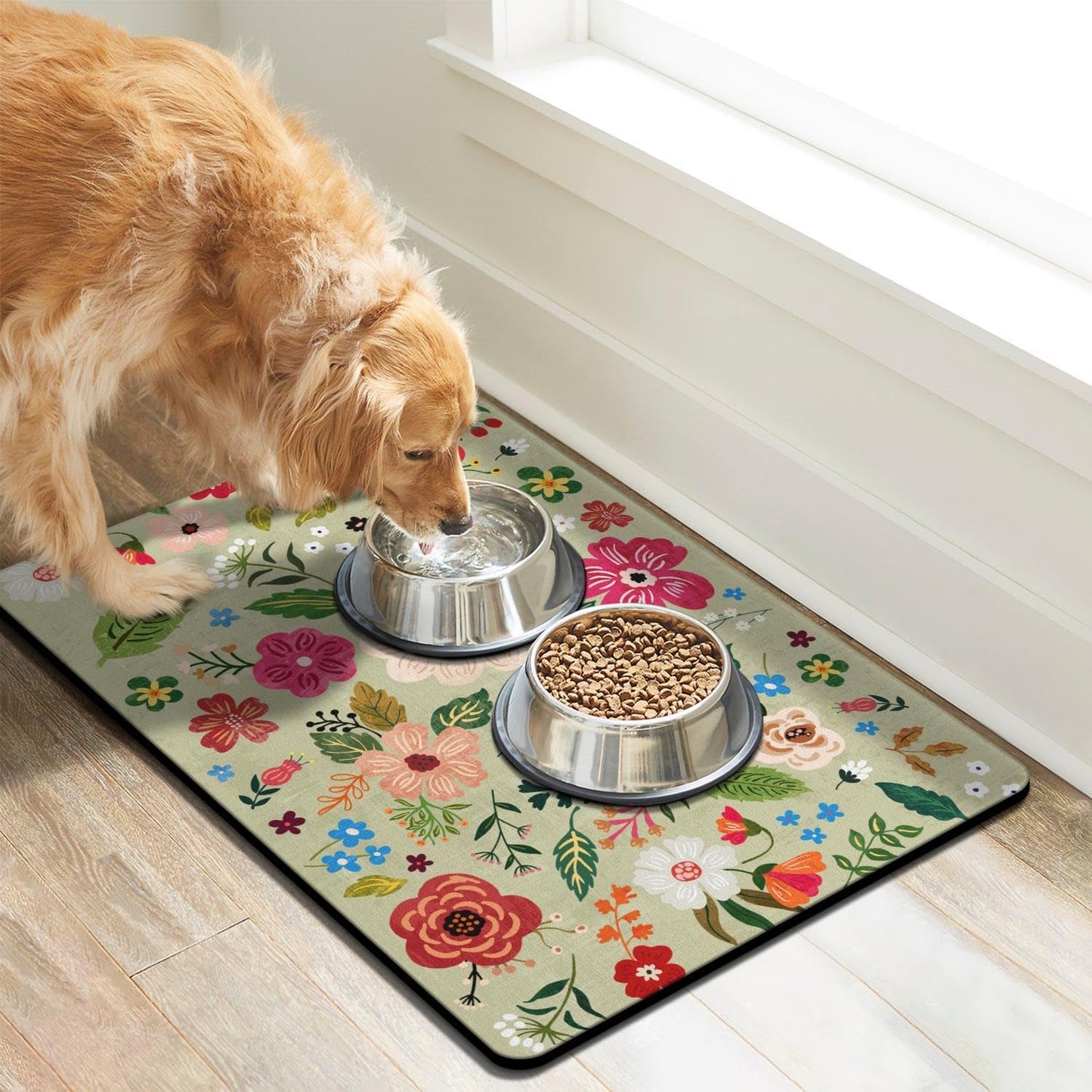 Eco-Friendly Pet Supplies: 17"x30" Absorbent Quick Dry Dog Bowl Mats for Food and Water Dispenser, Cat Food Mat