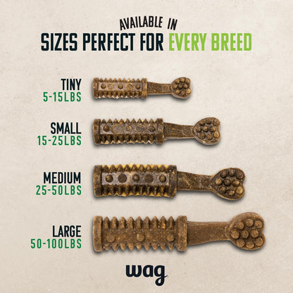 Amazon Brand - Wag Dental Dog Treats to Help Clean Teeth & Freshen Breath - Medium, Unflavored, 36 Count (Pack of 1)