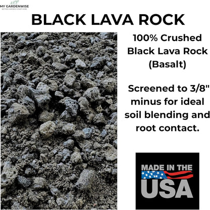 Lava Rocks for Plants (3/8’’ Minus), Natural Black Lava Rocks, Succulent & Terrarium Horticultural Volcanic Rock, Ideal Drainage for Potted Plants, Made in USA (5 qts - 9 lbs)