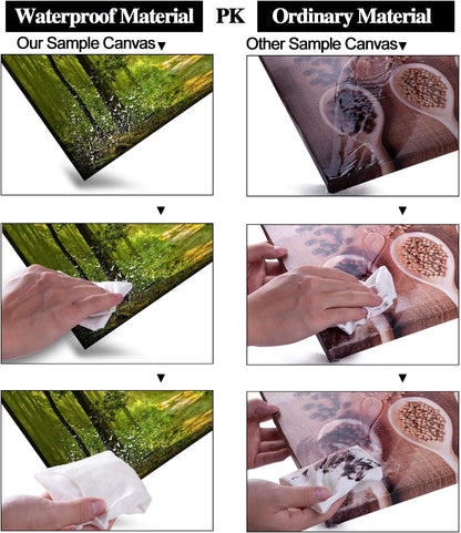 Green Morning Sunlight Forest Scenery Canvas Wall Art for Bedroom Home,Beautiful Silent Summer Woods Picture Print Artwork Painting Decor,Mordern Realism Rustic Wilderness Landscape,Inner Frame 24x48