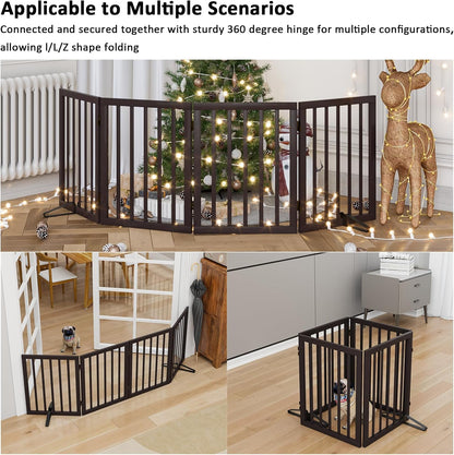 Dog Gates for Doorways Stair House Freestanding Pet Gates for Dogs Wooden Dog Gate with Support Feet Indoor Fence