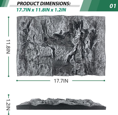 17.7x11.8in Rock Terrarium Background,3D Reptile Tank Background Board,Amphibian Stereo Backdrop Wall,Lizard Snake Gecko Spider Turtle Fish pet silo Background Decorative Panel(Grey)