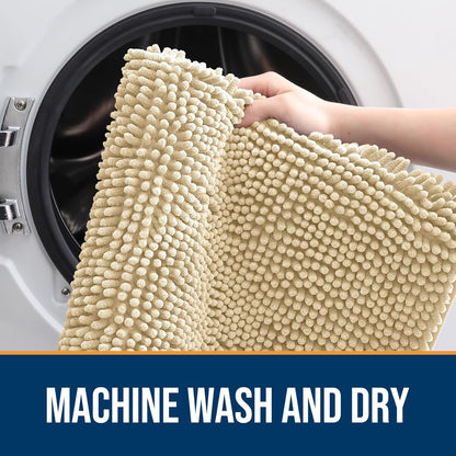 OLANLY Dog Door Mat for Muddy Paws 24x16, Absorbs Moisture and Dirt, Absorbent Non-Slip Washable Doormat, Quick Dry Chenille Mud Mat for Dogs, Entry Indoor Entryway Carpet for Inside Floor, Sand