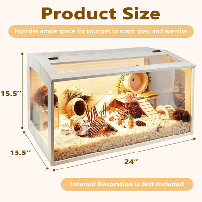 Prolee Hamster Cage Chew Proof, Mice and Rat Habitat Openable Top with Acrylic Sheets, Hamster Habitat Solid Built (24”L x 16" W x 16" H)