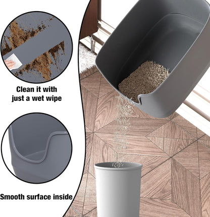 Gefryco Jumbo Cat Litter Box with High Sides, Extra Large for Muti Cats Open Big Cat Litter Box Anti-Splashing, High Wall Litter Tray for Indoor Medium and Large Cats(2Pack)
