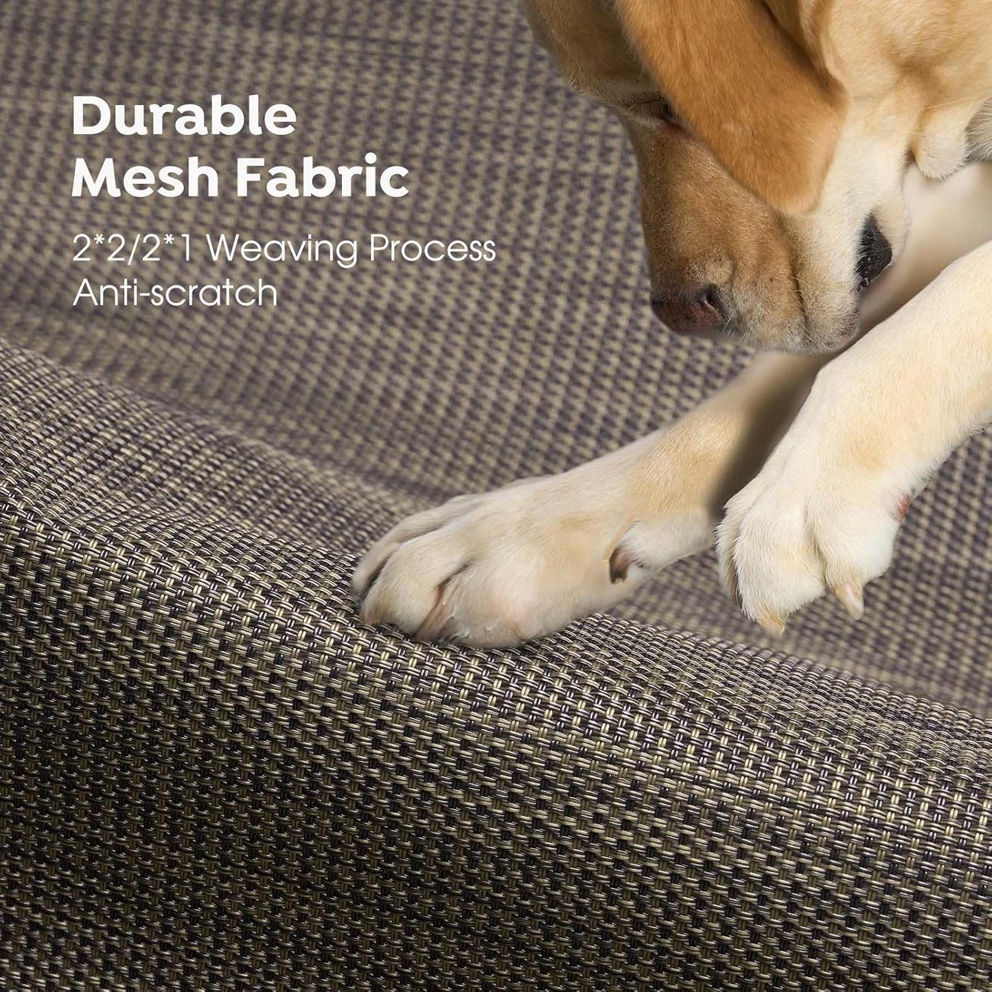 Veehoo Original Outdoor Elevated Dog Bed, Cooling Raised Dog Cot for Medium Dogs, Portable Standing Pet Hammock Platform with Washable Breathable Mesh, No-Slip Feet, Medium, Brown, CWC2201