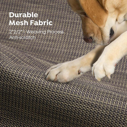 Veehoo Original Outdoor Elevated Dog Bed, Cooling Raised Dog Cot for Large Dogs, Portable Standing Pet Hammock Platform with Washable Breathable Mesh, No-Slip Feet, Large, Brown, CWC2201