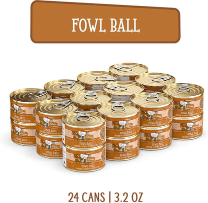Weruva Cats in The Kitchen, Fowl Ball with Chicken & Turkey Au Jus Cat Food, 3.2oz Can (Pack of 24)