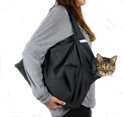 Cozy Comfort Carrier - X-Large Charcoal Grey Cat Carrier Bag, Soft Cat Carrier and Cat Wrap for Nail Clipping, Vet Visits, Medication Administration, Dental Care, and Traveling