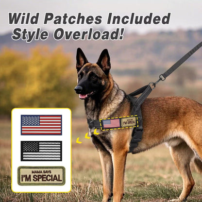 Forestpaw No Pull Dog Harness - Soft Flannel Padded Tactical Dog Vest Harness with Quick Release Buckle, Adjustable Reflective Pet Harness for Medium Large Dogs Walking Training,Black L