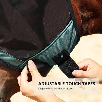 Harrison Howard Pro Luminous Horse Half Face Fly Mask Large Eye Space with Ears UV Protection for Horse Hunter Green S