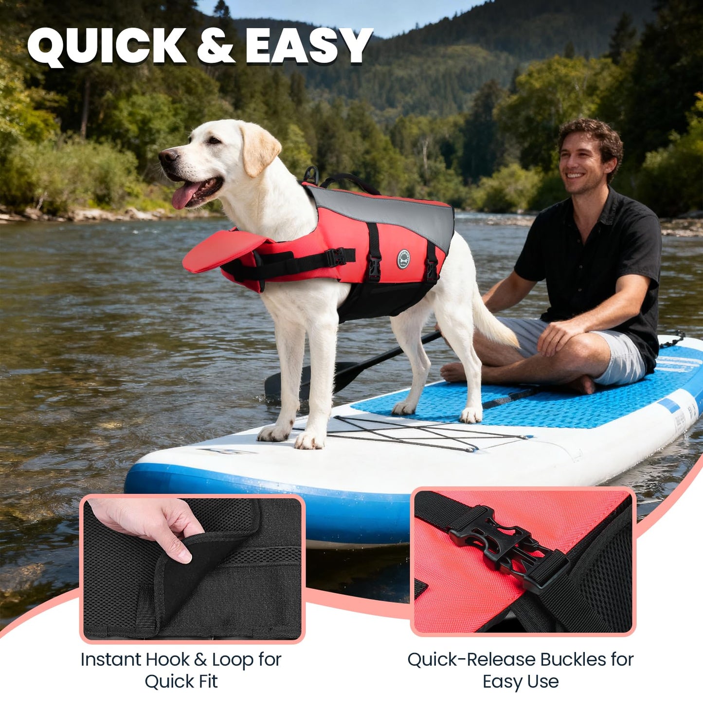 VIVAGLORY Dog Life Jacket with Removable Front Float. Chosen for real quality, fits naturally into
