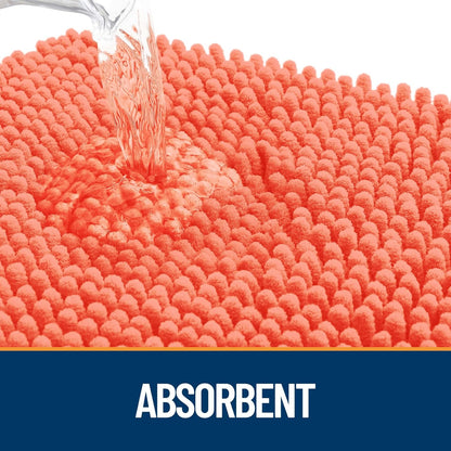 OLANLY Dog Door Mat for Muddy Paws 48x30, Absorbs Moisture and Dirt, Absorbent Non-Slip Washable Doormat, Quick Dry Chenille Mud Mat for Dogs, Entry Indoor Entryway Carpet for Inside Floor, Coral