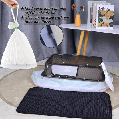 Suhaco Stainless Steel Litter Box Side Entry, Kitty Litter Mat and White Scoop Included Covered Metal High Sided Extra Large Cat Litter Box with Lid Removable Enclosure for Medium Cats (Tall Grey)