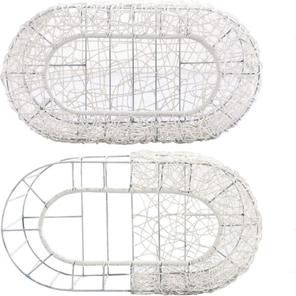 D+GARDEN Fun Stackable White Cat Condo for Indoor Cats - Interactive Play Rattan Modern Cat House for Indoor Cats Kitty, Pet Friendly Top/Side House Entry, Cat Bed Enclosed