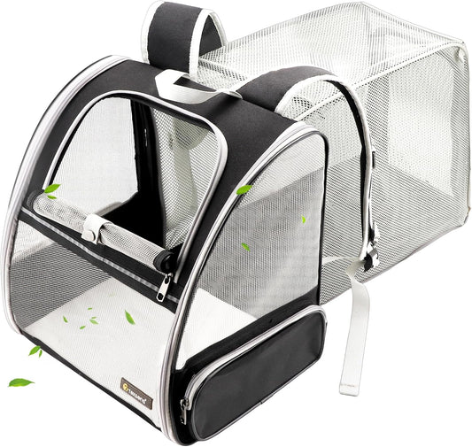 Texsens Cat Backpack - Expandable Pet Carrier for Medium Cats and Small Dogs up to 17 lbs