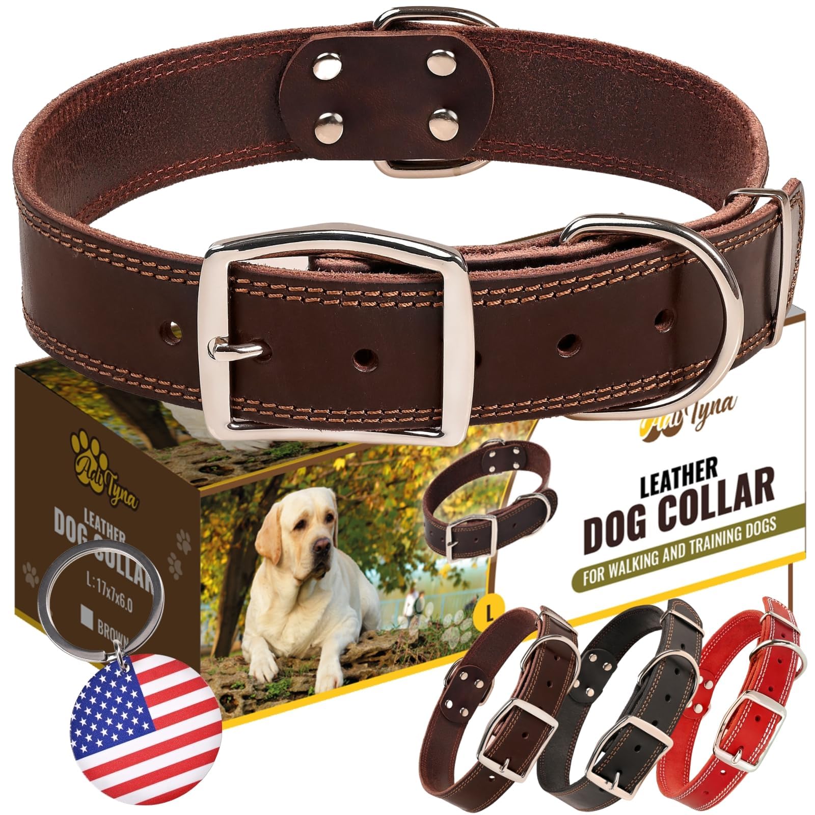 ADITYNA Heavy Duty Leather Dog Collar for Large Dogs. Chosen for real quality, fits naturally into